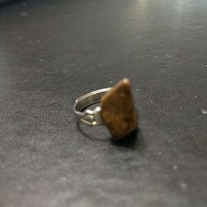 Silver tone brown stone ring